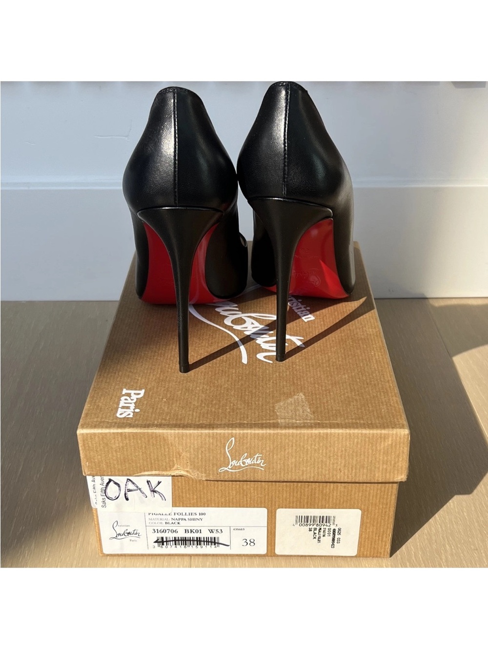 NWB Christian Louboutin Pigalle Follies 100 Black Pointed Toe Pump EU 38 / US 8 - Picture 4 of 7
